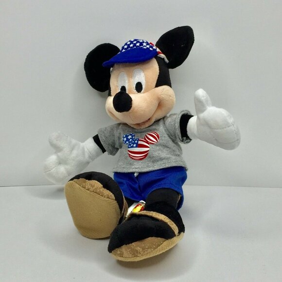 Disney Mickey Mouse 10" Mini Bean Bag Patriotic Plush Toy American Flag Stuffie - Picture 2 of 9